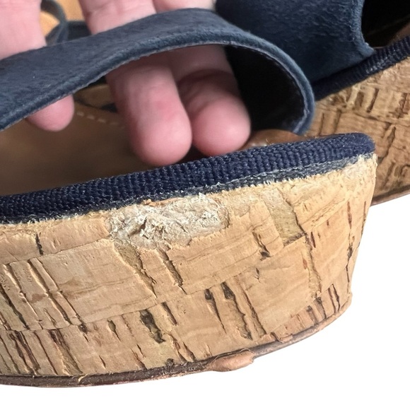 Diane von Furstenberg DVF Odelia Blue Suede Cork Open Toe Platform Sandals - 9 - Picture 8 of 13